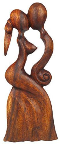 ART-CRAFT Küssendes Paar Starke Frau aus Suar Holz 30cm