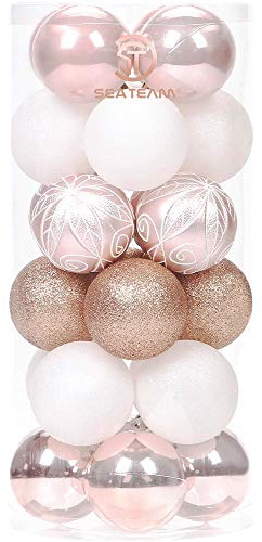 Feine dekorative Kleinigkeit mit Gemälde & funkelndem Weihnachtsbaumschmuck als Thema, Christbaumkugel-Set—24 Stück