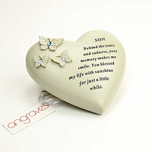 Special Son Mariposa Gem corazón tumba Memorial adorno Placa