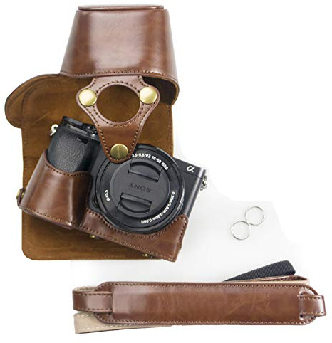 kinokoo PU Ledertasche für Sony A6300 A6000 und 16-50mm Objektiv (Kaffee)