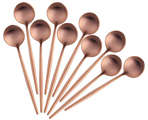 BISDARUN Kaffeelöffel Edelstahl Teelöffel, Mini Kuchen Löffel Espressolöffel Set12CM /4.8 Inches von 10 Roségold