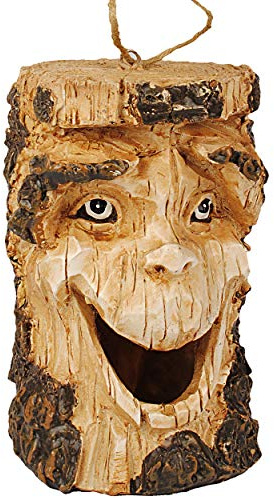 alles-meine.de GmbH Vogelhaus/Dekofigur - lustiger Baum - 21 cm - aus Kunstharz/Polyresin - Nistkasten Vogelhäuschen Vogelnistkasten - für Garten & Balkon - Bunte Farben/Ha..