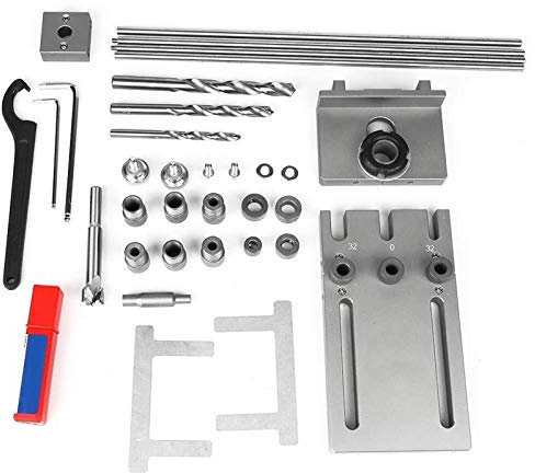 Auoeer Woodworking Drill Guide Kit, 3 in 1 Self Centering Dowelling Jig Woodworking Drill Guide Locator Kit 600mm Extension Rod for Joinery Woodworking Carpentry Projects