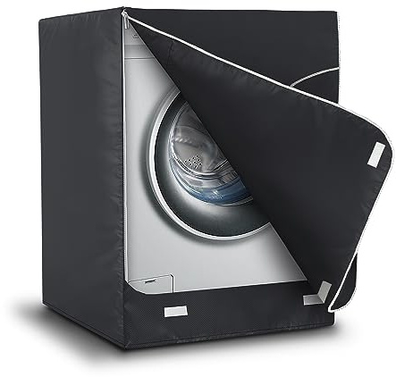 AKEfit Washer/Dryer Cover for Front Load, Washing Machine Cover Waterproof, Dustproof and Anti-UV, Heavy Duty Oxford Washer Covers for Outside, 27W x 33D x 39H -Black