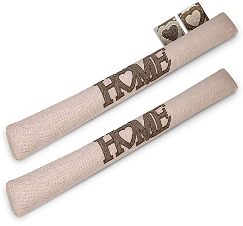 Beautissu 2er Set Zugluftstopper 120 cm lang Tuuli HE - Windstopper als Türvorleger, Haustür Rolle und Kälteschutz Luftstopper - Luftzugstopper Home Zugluft Stopper in Natur