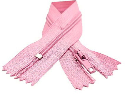 Nylon-Reißverschlüsse, Nr. 3, erhältlich in 24 Farben und Größen, Reißverschluss zum Nähen, Reißverschluss zum Nähen von Kleidung, Reißverschlüsse zum Nähen, (25 x 30 cm, Rosa 1070)