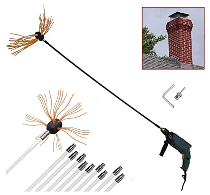 Schornsteinbesen, Federstahl, Kaminbesen, Kehrbesen, Kaminbesen, Rußbesen, Nylon-Schornsteinfeger, Flexibler Stab, Ofenrohrbürste For Kamin Und Ofenbürsten kaminbürste stange set ( Color : Orange , Si