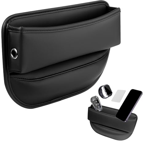 Voiture Boîte de rangement, organiseur de siège avant, boîte en cuir de voiture, support de valise de stockage d’écart poche latérale pour cartes lunettes clés téléphone