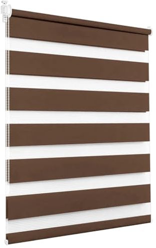 Doppelrollo ohne Bohren 90 x 170 cm Hitzeschutz, Sichtschutz Rollo Seitenzugrollo mit Klemmträger für Fenster & Tür, Braun