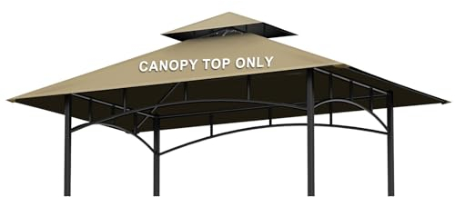 AONEAR Grillpavillon-Ersatz-Baldachin – 1,5 m x 2,4 m, Outdoor-Grill-Abdeckung, doppelstöckig, Outdoor-Grillschutz, passend für Modell L-GG001PST-F (Khaki)
