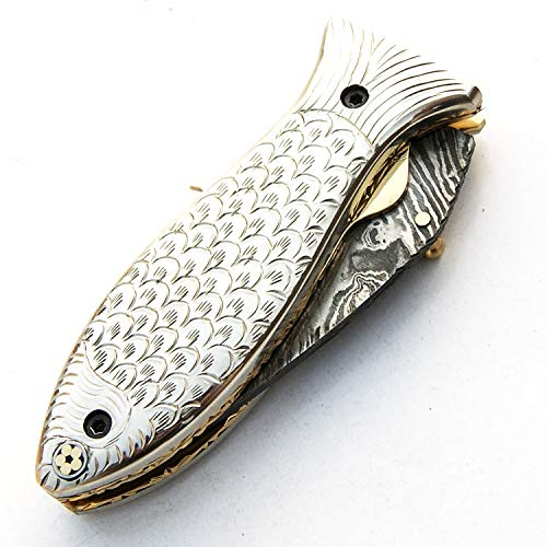 PAL 2000 KNIVES FP-9516 Couteau de poche pliant en acier damas fait à la main sur mesure avec gaine