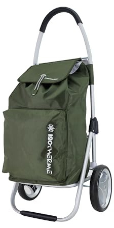 Chariot de Course Cabat marché Poussette marché Pliable et Diable Caddie Panier Montant METZELDER Ever K2. Chassis Aluminium Garantie 1 an (Vert/Kaki, 102x46x38cm / 2kg / 54L)