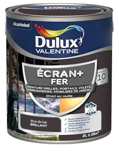 Dulux Valentine Peinture Ecran+ Fer Intérieur/Extérieur - Haute résistance aux intempéries, aux UV, chocs et rayures - Bois Brûlé 2 L