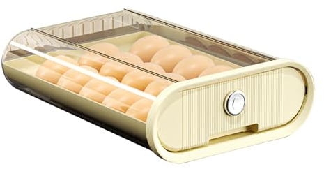 Portauova, cassetto, portauova, grande capacità, tipo portauova, in plastica, contenitore per frigorifero, cucina, casa (bianco crema)