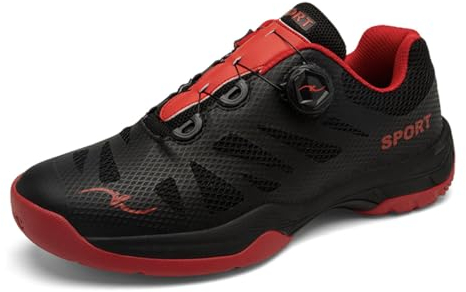 omcam Herren Badminton Schuhe Mesh Athletic Sport Sneakers Mode Casual Tennis Trainer Slip-On Tischtennis Schuhe,Rot,46 EU