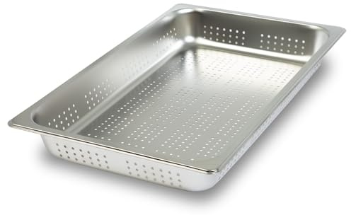 vertes Contenitore GN 1/1 Gastro Norm Gastronorm (acciaio inox, profondità 100 mm, forato, resistente ai graffi, intervallo di temperatura da -40° a +300°C, per uso a Bain Marie e multiuso)