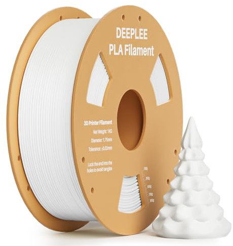 DEEPLEE PLA Filament 1.75mm, 3D Drucker Filament 1kg (2,2lbs), Maßgenauigkeit +/- 0,02 mm, Filament 3D-Druckmaterialien für FDM 3D Drucker, Weiß