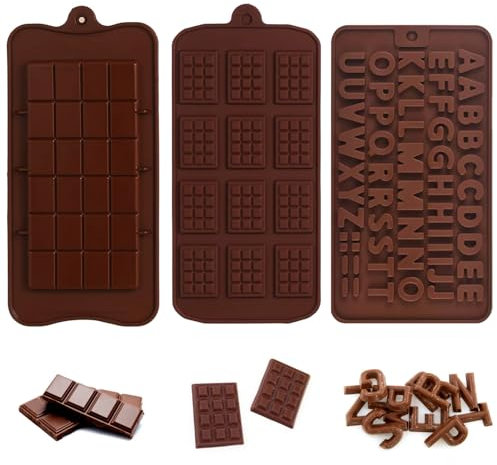 YPYMOD 3 Pezzi Stampi Per Cioccolato Con Linee Separatrici, Confezioni di Stampi Per Alimenti Antiaderenti in Silicone Perper Fatti in Casa Praline, Caramelle, Decorazione di Torte (forma 3)