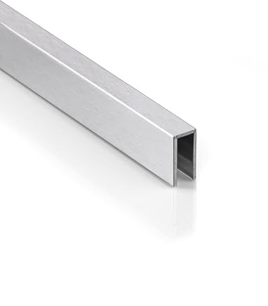 Deko Bordüre U-Zierleiste Fliesenschiene Edelstahl V2A 2,5m 3mm gebürstet | Für dekorative Linien und saubere Einfassungen im Fliesenbild, 10mm Profilmaß, 2,5m, V2A Edelstahl, gebürstet, silber