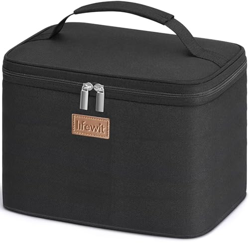 Lifewit Kühltasche Klein, Lunchbox, Lunchtasche, Faltbar Isoliertasche 9L | Faltbar, Tragbar Thermotasche, Leichte Lunchbag für Unterwegs, Arbeit, Reisen, Büro, Picknick, Schwarz