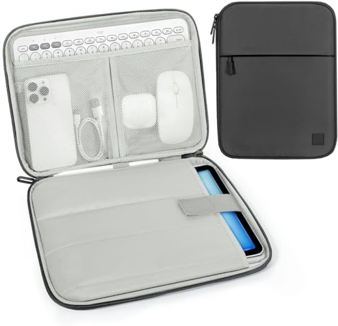 Dadanism 9-11 Tablet Borsa Imbottita per iPad (A16) 11, iPad Air 11 M4/M3, iPad Pro 11 M5/M4, iPad 10a Gen/Air 5 10,9, iPad 9/8/7a Gen 10,2, Galaxy Tab A11+ 11, Tab M11 11, Nero & Grigio