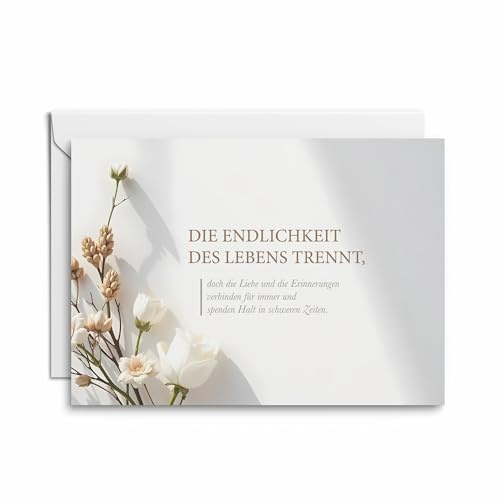 Kartenkaufrausch Trauerkarte 1 Stück – Einfühlsame Karte mit Umschlag, Motiv: Liebe und Erinnerung, geeignet für Beerdigungen und das Trauerhaus.