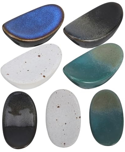 POPETPOP Lot de 7 Porte-Baguettes en Céramique Japonaise Légers et Faciles à Utiliser, Support pour Baguettes, Fourchettes et Cuillères pour Fêtes et Anniversaires Plusieurs Styles