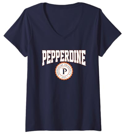 Womens Pepperdine University Waves Collegiate Seal V-Neck T-Shirt