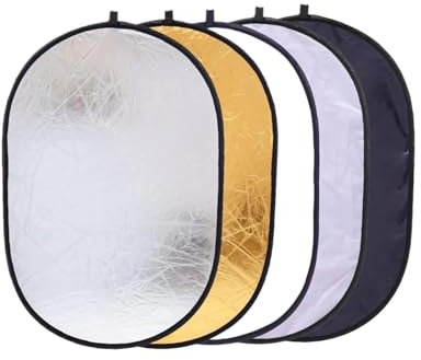 NJIEzhao 5-i-1 bärbar stor ljusreflektorer fotografi hopfällbar oval fotoljusreflektor och diffusor ljusreflektor (60 x 90 cm)