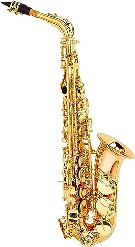 LABLADUO Saxophon für Anfänger, Saxophon, Musikinstrument, Saxophon, Alt-Saxophon, Musikinstrument, Messing, lackiert, goldfarben, mit Transportetui