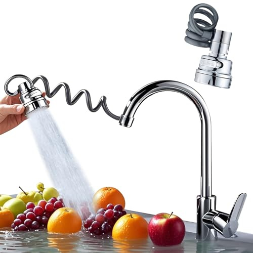 Aireador grifo cocina, 360 grados giratorio adaptador grifo cocina, grifo de extensión multifuncional con 3 modos de pulverización, accesorio de grifo con adaptador, para grifos de cocina y baño