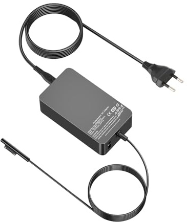 Cargador Surface Pro 65W 15V 4A Adaptador para Microsoft Surface Pro 11/10/9/8/7/7+/6/5/ 4/3/X,Surface Laptop 5/4/3/2/1,Laptop 7/6/5/4/3/2,Surface Book 3/2/1， con Puerto USB (10.8Ft)