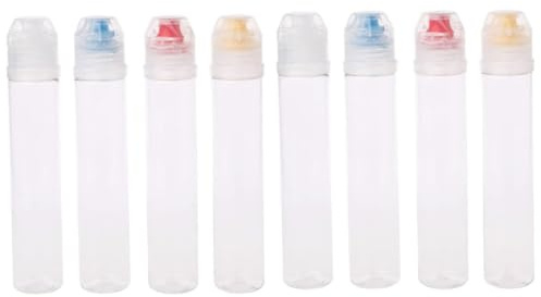 OFFIGAM 8pièces Bouteilles Souples à Condiments Unités Valve Silicone Flacons Plastiques Transparents Pour Huiles Et Sauces Adaptées Aux Restaurants Et Repas à Emporter