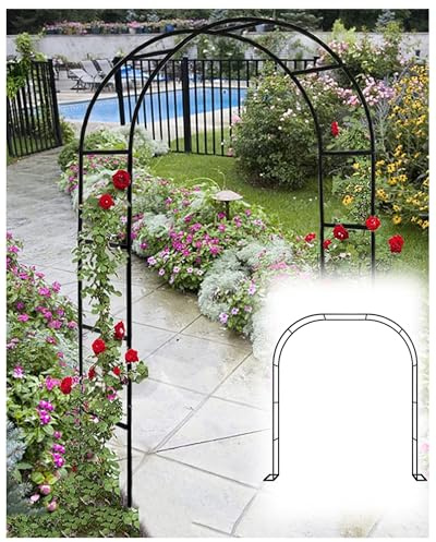 Traliccio in metallo per piante rampicanti, pergola ad arco da 19 mm, per interni ed esterni, supporto fai da te per piante da cerimonia e matrimoni, 2 m x 2,3 m, nero, decorazione perfetta