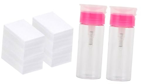 SMASOLO Set Flaconi Vuoti da 100ml per Rimuovere Smalto Dispenser a Pressione, 650 Dischetti per Unghie Morbidi, Materiale Plastico Inodore, Pratico e Portatile per Manicure e Bagno