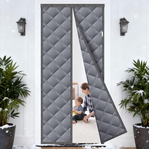 SPEFWTUP Rideau de porte magnétique à isolation thermique, coupe-vent, imperméable, isolation phonique, convient pour chambre à coucher, salon, cuisine, 80 x 200 cm