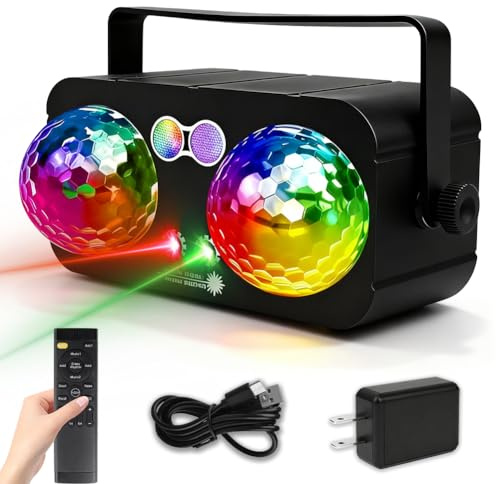 Discolicht Partylicht Discokugel, 6 in 1 LED Soundaktivierte, Bunte DJ-Stroboskoplichter, Farbenfrohe Bühnenbeleuchtung