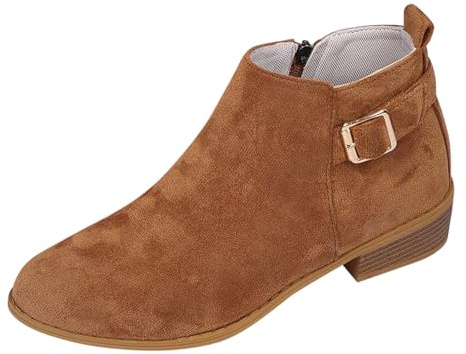 Laquieio Botas Mujer Invierno Planas Outdoor Boots Antideslizante Botines Planas Con Cremallera Casuales Boots para Mujer Casa Interior Exterior -11