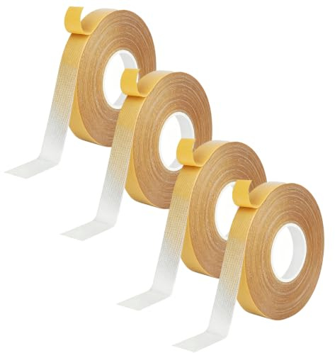 HXLJHALG 4Rolls Heavy Duty Double Sided Fabric Tape, 0.8 Inch X 16.4FTt Fabric Tape Strong Mounting Tape for Hem Fashion Carpet Curtains
