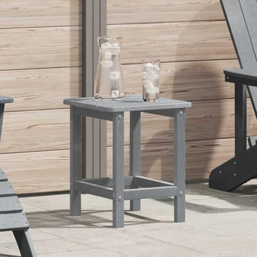 Yunovire Beistelltisch Hellgrau aus Polyethylen 38 x 38 x 46 cm wetterfest für Garten Terrasse Balkon platzsparend und robust ideal als Gartentisch Terrassentisch Outdoor Loungetisch