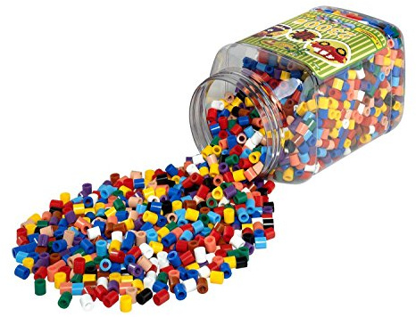Hama Perlen 8587 Bügelperlen Dose mit ca. 2.300 bunten Maxi Bastelperlen mit Durchmesser 10 mm bunter Mix, kreativer Bastelspaß für Groß und Klein
