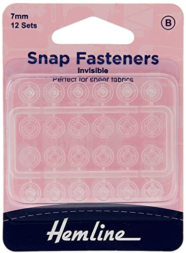 Hemline Druckknöpfe, Nylon (unsichtbar), 7 mm, 12 Sets