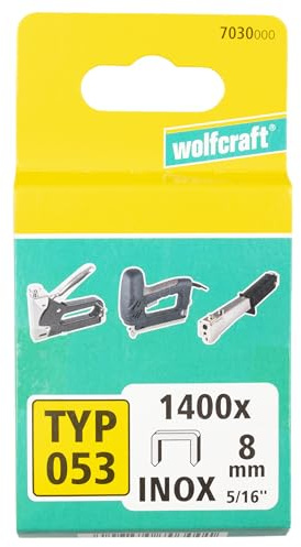 wolfcraft 7030000 Breitrückenklammern INOX Typ 053, grau, 8 mm, 1400 Stück