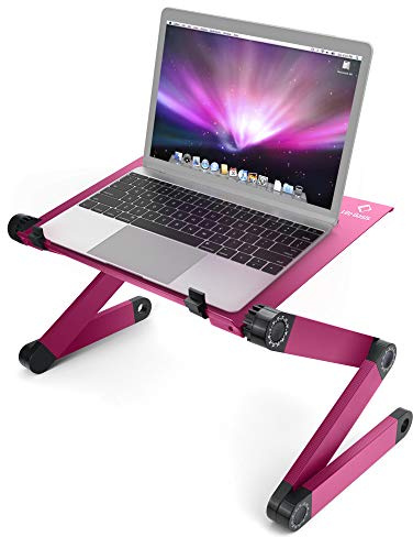 LifeBasis Table de Lit Pliable Table Ordinateur Réglable Compacte Légère pour PC Portable Plateau Table de Lecture pour Ultrabook Livre Magazine et Petit Déjeuner Rose