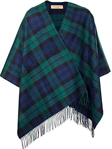 I LUV LTD Damen Schal Kap Black Watch Tartan Lammwolle Massanfertigung
