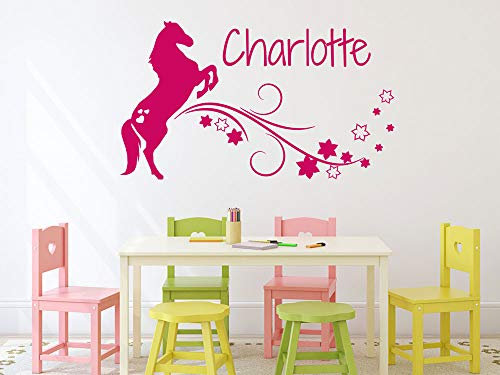 GRAZDesign Wandtattoo Kinderzimmer Pferd, Name personalisiert Wandaufkleber Mädchen - 87x50cm / 054 türkis