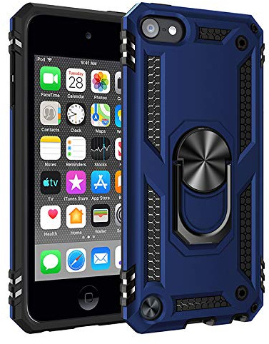 BestST Schutzhülle für iPod Touch 7, iPod Touch 6, iPod Touch 5, Schutzhülle Slim Soft TPU + PC, Heavy Duty, Slim Dual Layer Schutzhülle mit Metallring, Blau