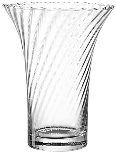 Leonardo Ravenna, Blumenvase aus 3D veredeltem Glas, handgefertigte, geschwungene Glasvase in klassischem Stil, Unikat, Höhe: 22 cm, 018610, 1 Stück