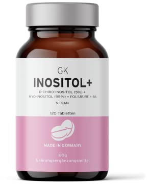 Inositol Kapseln (120 Stück) aus 5% D-Chiro-Inositol (DCI) und 95% Myo-Inositol – mit hochdosierten Inositol inkl. 1,4mg Vitamin B6 und Vitamin B9 (200μg Folsäure)