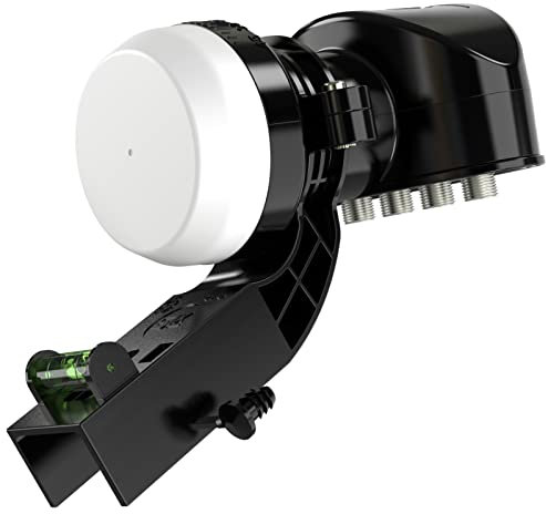 SLx LNB 4 Quad Output, LNB for Satellite Dish Freesat/Satellite Recievers, KU Band, Universal LNB for Sky HD, Sky HD+, Freesat HD, 25MHz PLL Crystal Technology, Includes MK4 Bracket